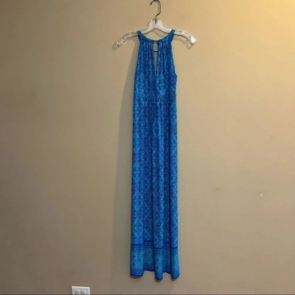 Apt 9 Womens Dress XS Sleeveless Maxi Blue Aztec Tribal Print Keyhole Neck - Picture 7 of 11